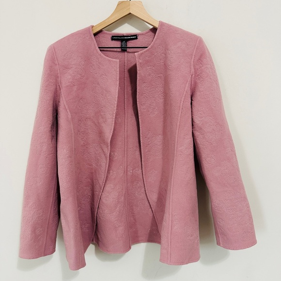 Linda Allard x Ellen Tracey Wool Lazer Embroidered Flower Pattern Jacket Size 14 - Picture 4 of 6